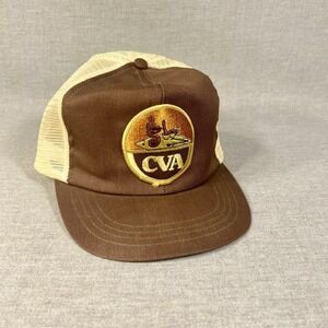Vintage CVA Patch Trucker Hat Brown Tan Snapback Mesh Back Cap